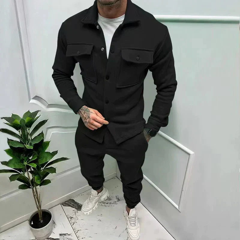 Men's stylish casual smart shirt & trousers matching set, perfect for versatile everyday wear.