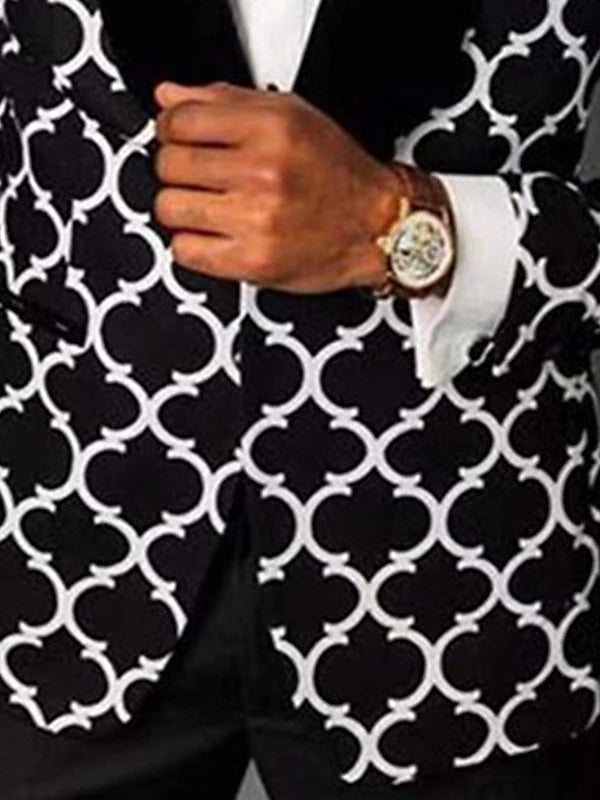 Elegant men's single-breasted checkered suit, tailored for weddings, business events, and modern formal occasions.