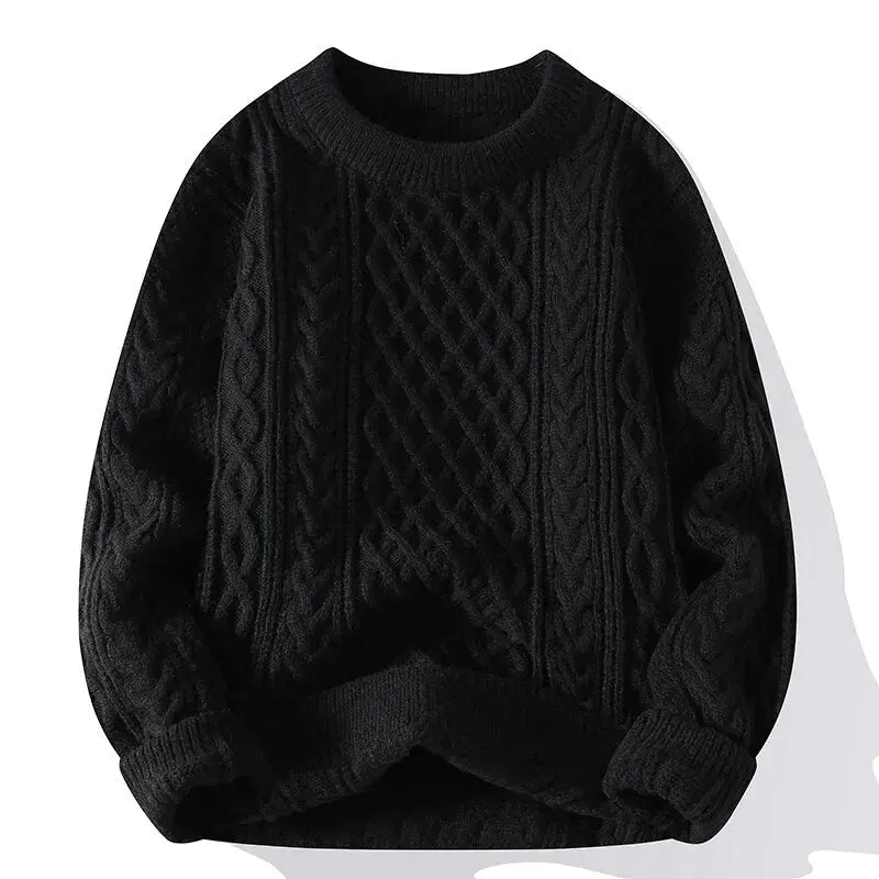 Men's patterned crewneck sweater with textured knit. Stylish, comfortable, and a relaxed fit.