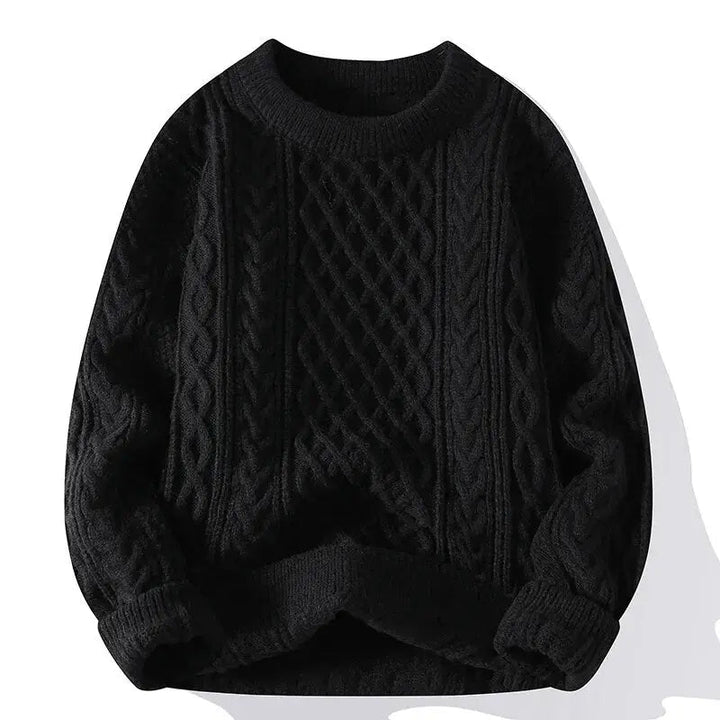 Men's patterned crewneck sweater with textured knit. Stylish, comfortable, and a relaxed fit.