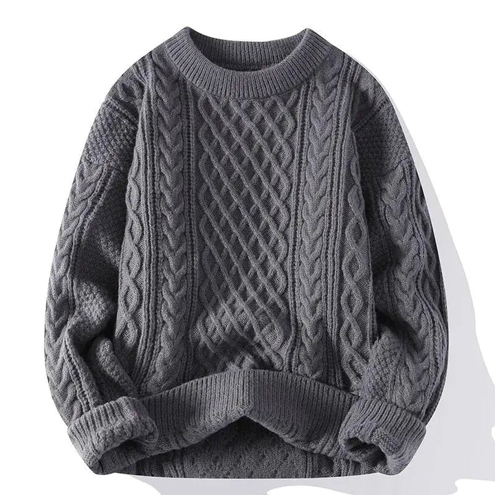 Unique men's patterned crewneck sweater, comfortable & stylish for fall/winter fashion, textured knit.