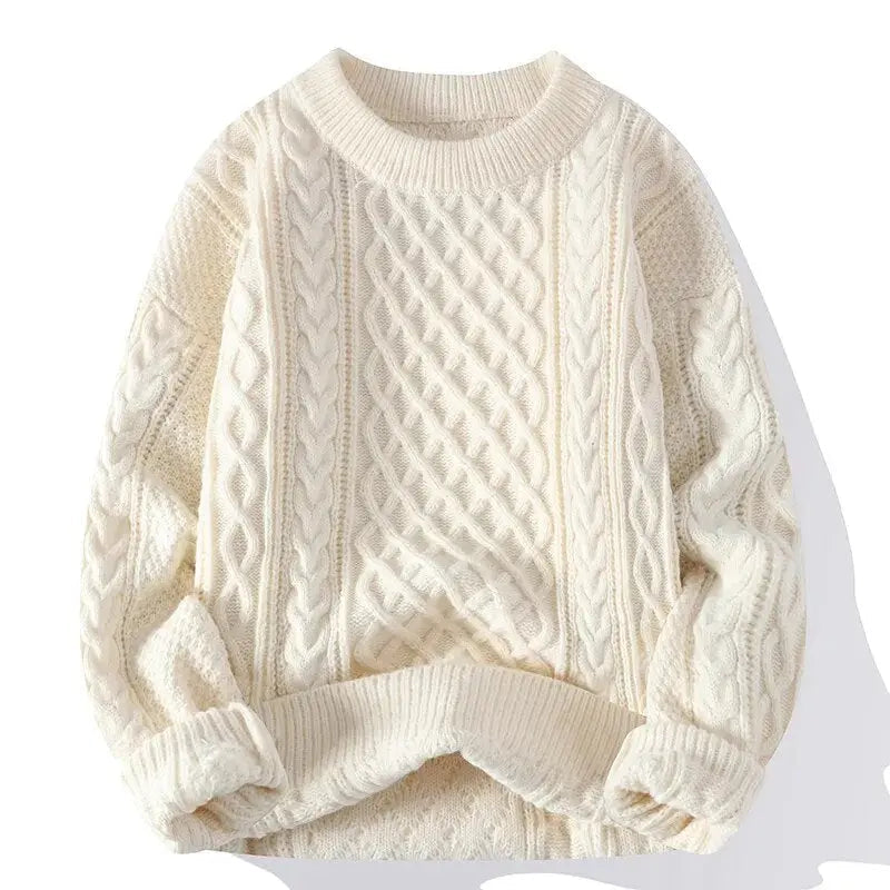 Fall/winter men's crewneck patterned sweater. Enjoy stylish comfort with its unique textured knit.