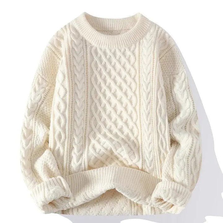 Fall/winter men's crewneck patterned sweater. Enjoy stylish comfort with its unique textured knit.