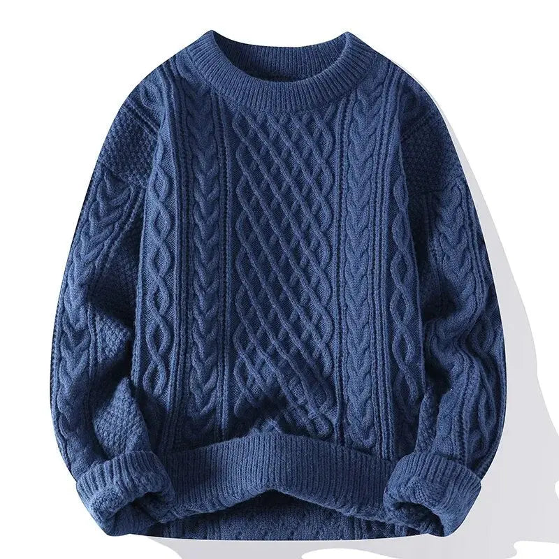 Everyday men's crewneck patterned sweater, relaxed fit, comfortable & stylish for a layered look.