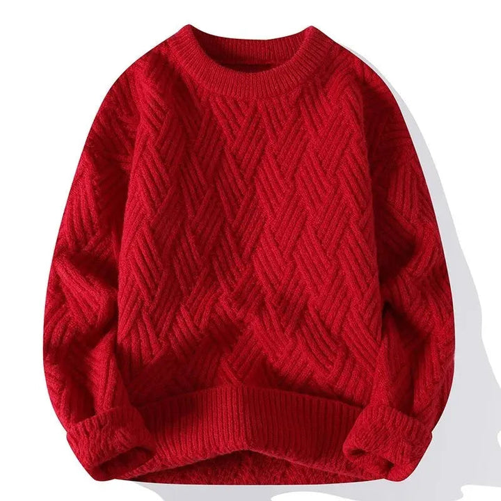 Comfortable men's relaxed fit crewneck sweater, patterned design, perfect for everyday casual wear.