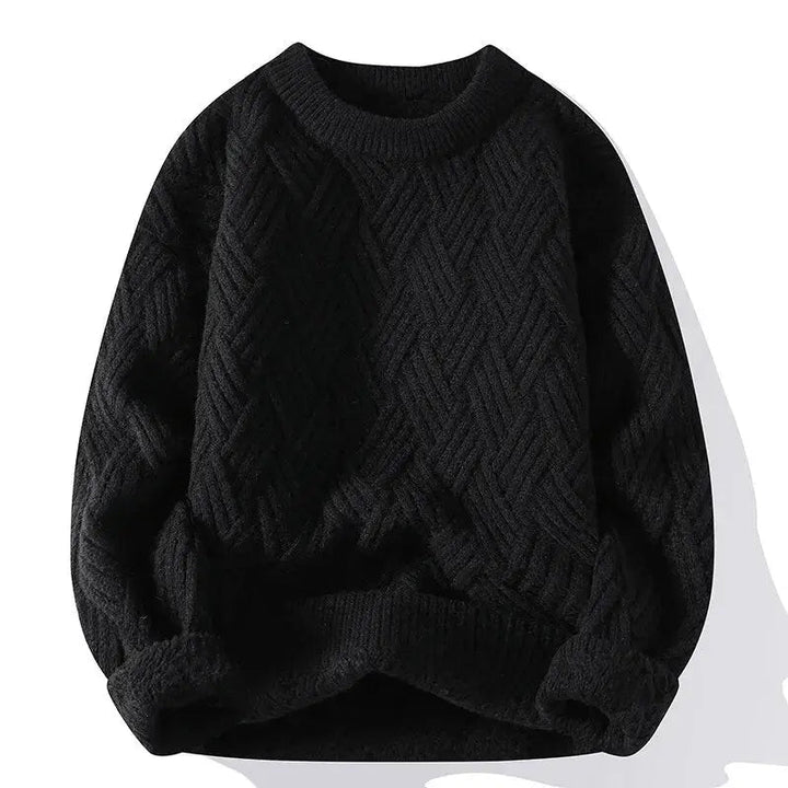 Unique textured knit men's crewneck sweater with a stylish pattern, perfect for casual wear.