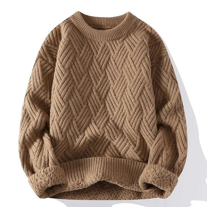 Versatile men's patterned crewneck sweater, comfortable & stylish for casual, everyday, or layered looks.