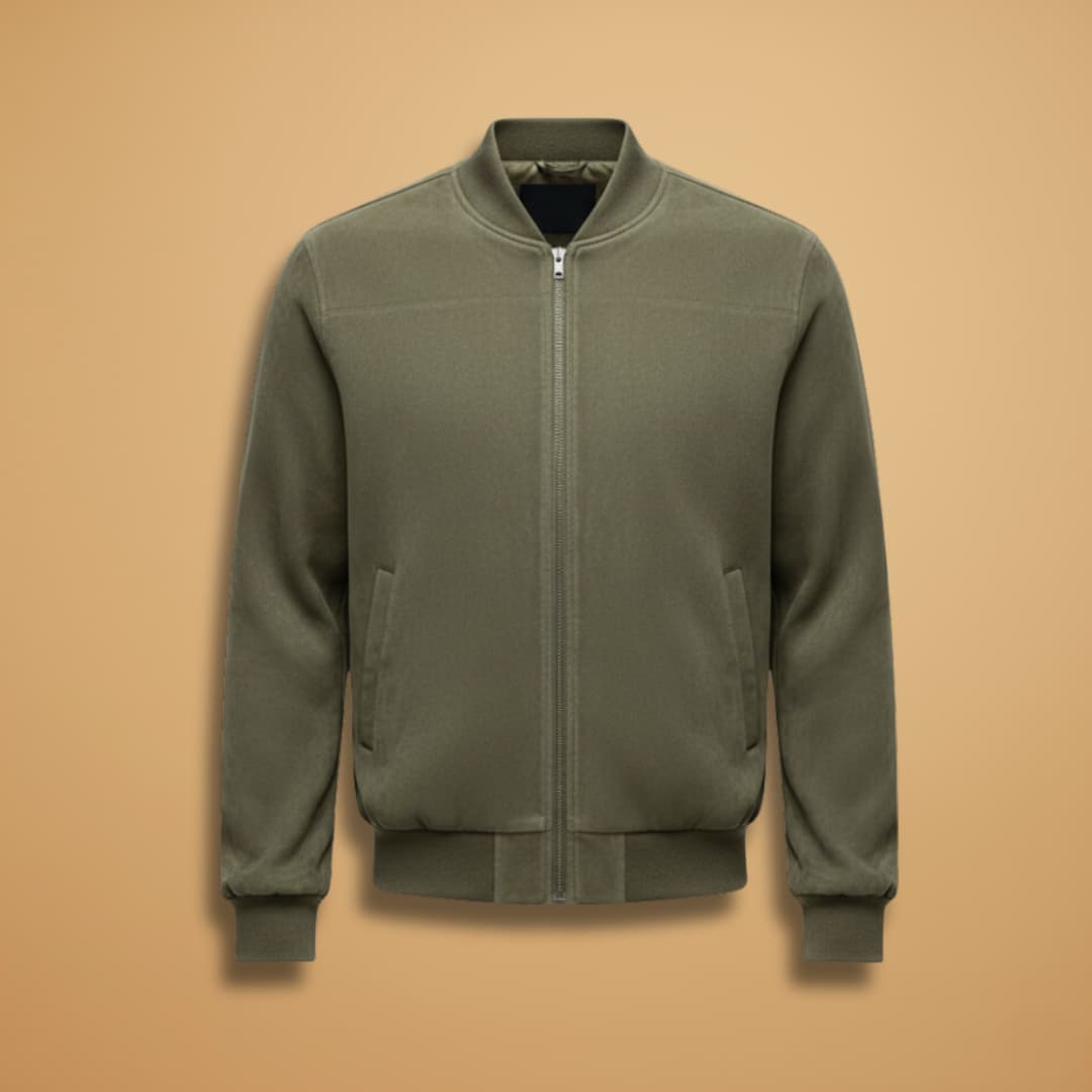 Men's stylish everyday bomber jacket with front zip, perfect for spring & fall casual outerwear.