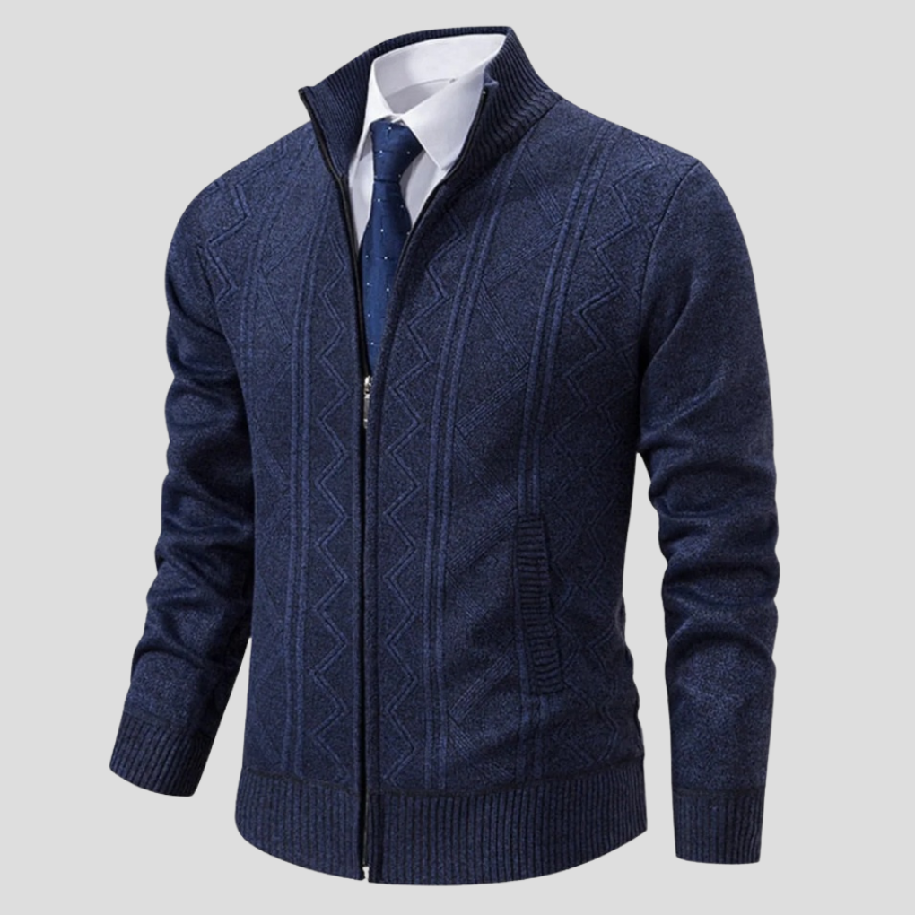 Regular fit men's long sleeve knit cardigan, open front, ideal for versatile fall fashion and winter layering.