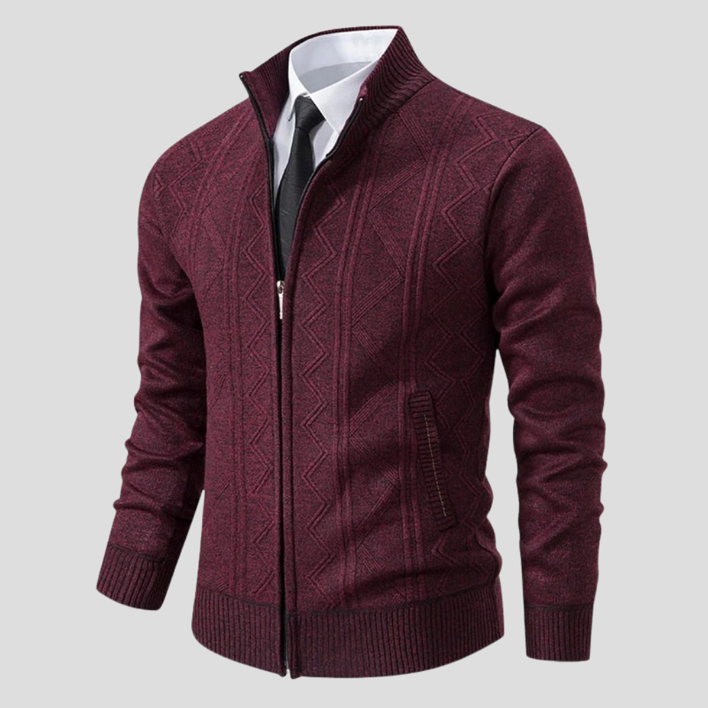 Versatile men's knit sweater cardigan, open front, long sleeve. A stylish and comfortable fall/winter layering piece.