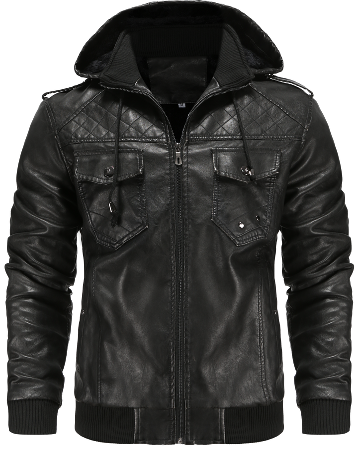 Men's stylish hooded bomber jacket, perfect for casual streetwear & everyday fall/winter outerwear.