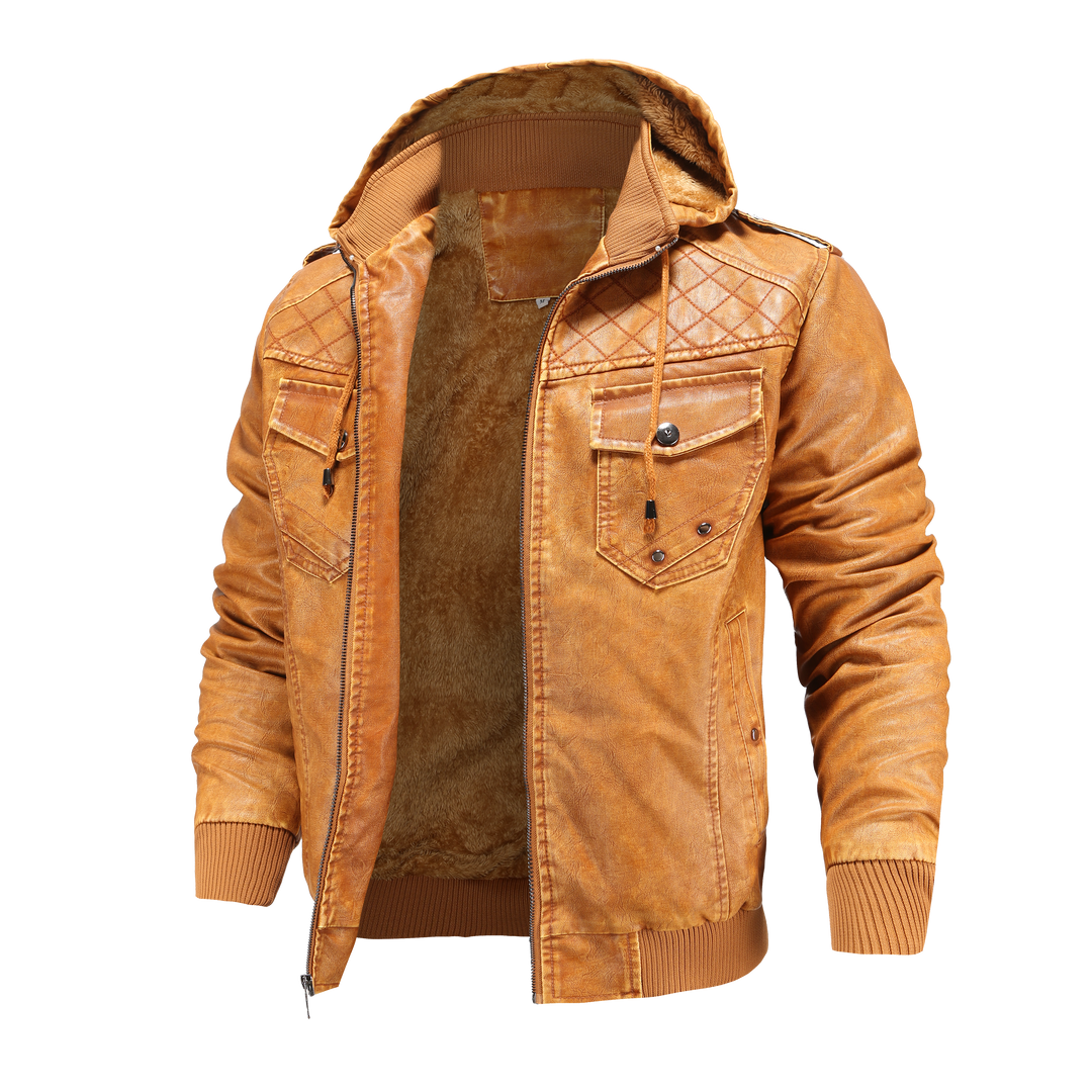 Everyday men's casual hooded bomber jacket, versatile outerwear for street style & cool weather.