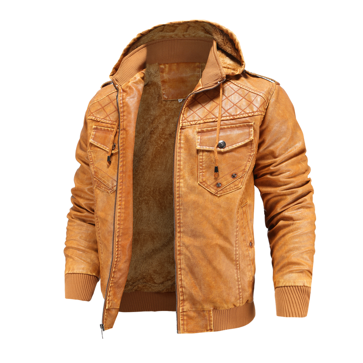 Everyday men's casual hooded bomber jacket, versatile outerwear for street style & cool weather.