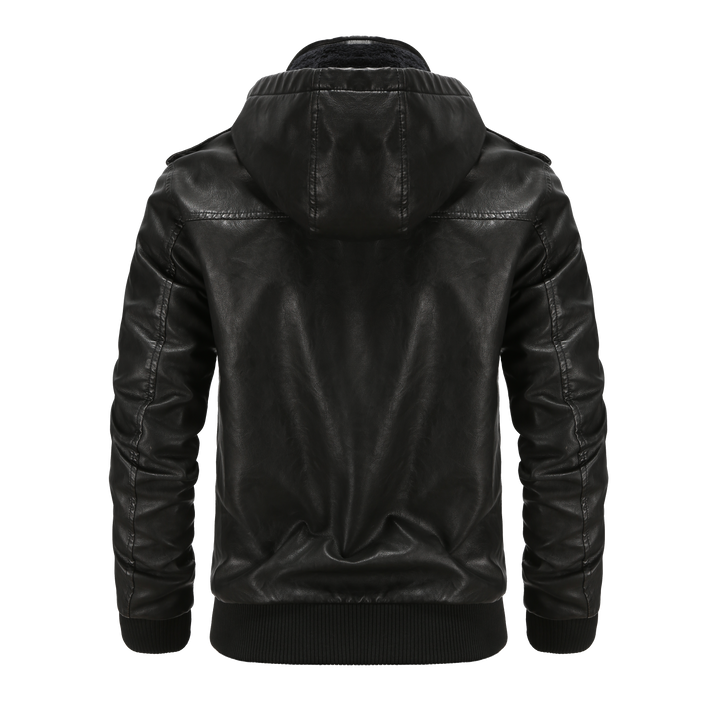 Modern men's hooded bomber jacket, a stylish piece of casual outerwear for everyday fashion.