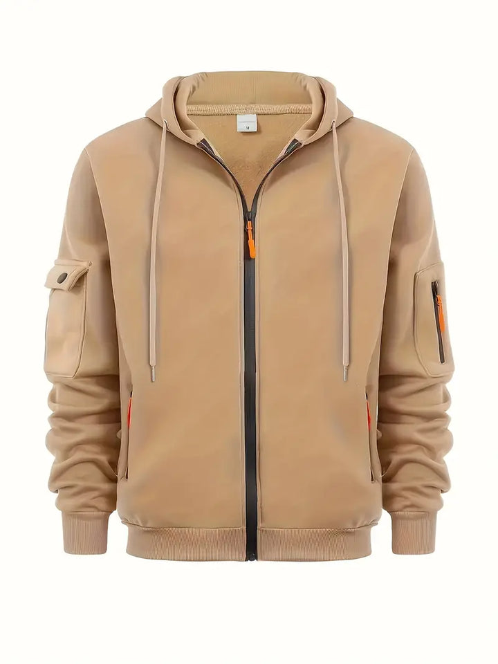 Trendy men's hooded utility vest, excellent for urban fashion, casual wear, and practical outdoor layering.