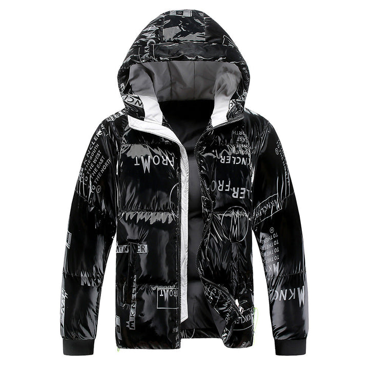 Men's warm hooded winter jacket, ideal for cold weather versatility and style.