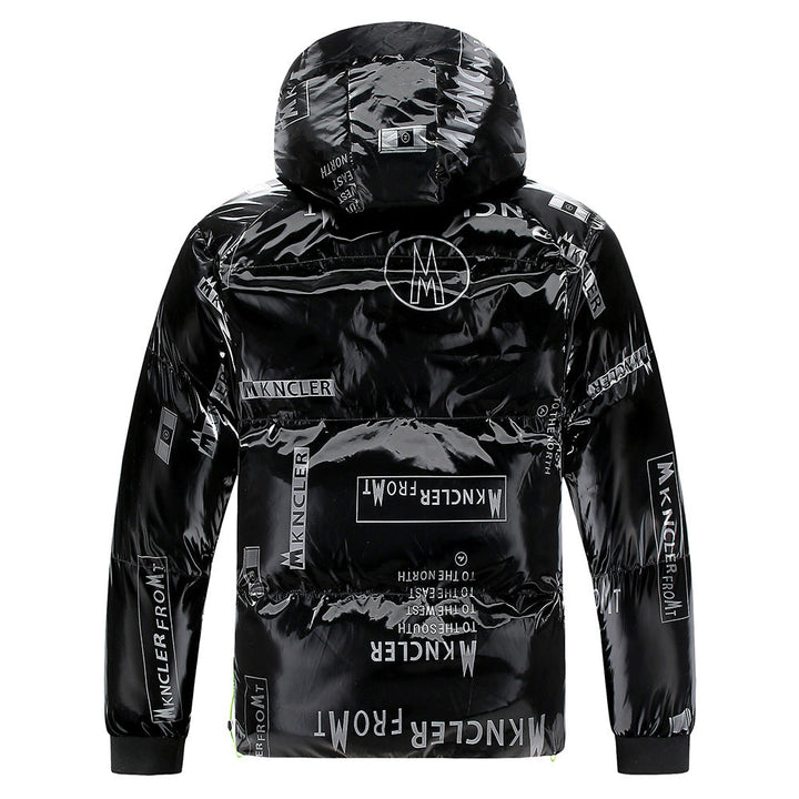 Warm, stylish, and versatile men's hooded winter jacket for cold weather.