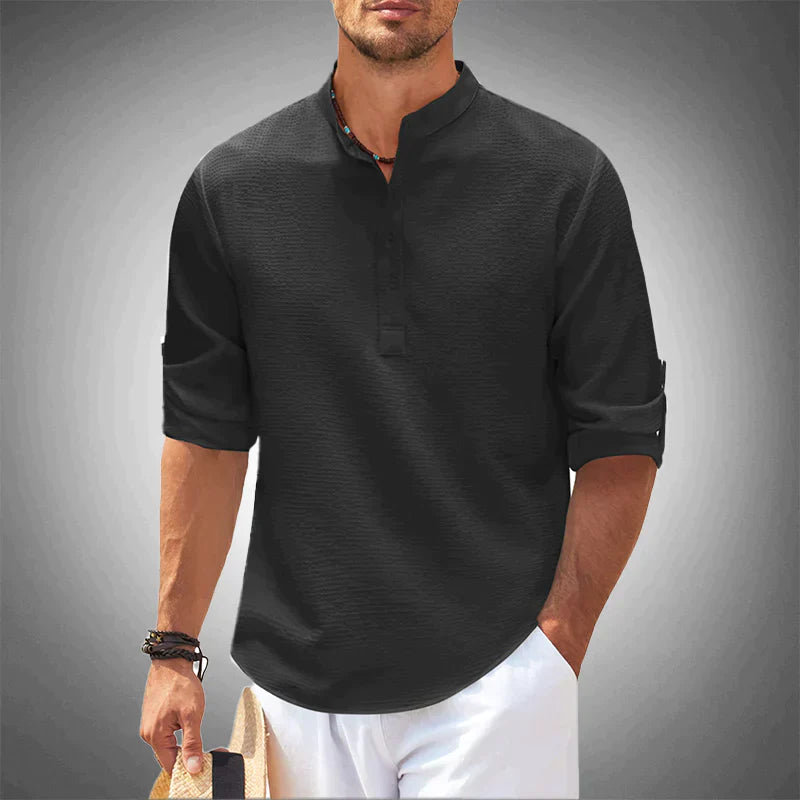 Elegant men's button-down shirt, tailored fit long sleeve. A modern gentleman's choice for spring/summer.