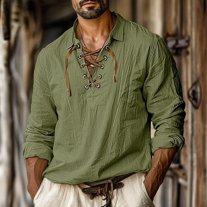 Men's modern long sleeve casual shirt, ideal for stylish everyday wear; comfortable & breathable for spring/summer.