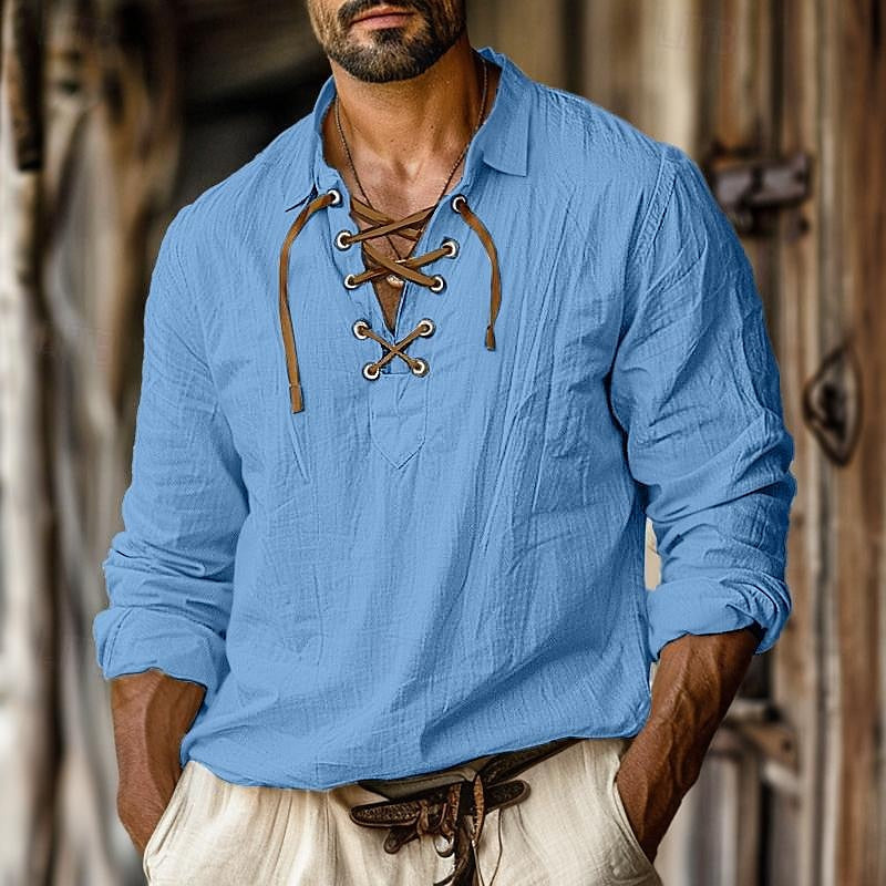 Men's comfortable long sleeve casual shirt for versatile everyday wear; stylish design, breathable for spring/summer.