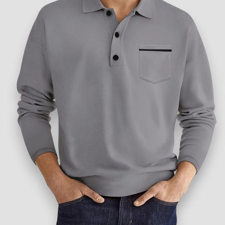 Men's stylish long sleeve polo shirt, smart casual and comfortable for versatile everyday wear.