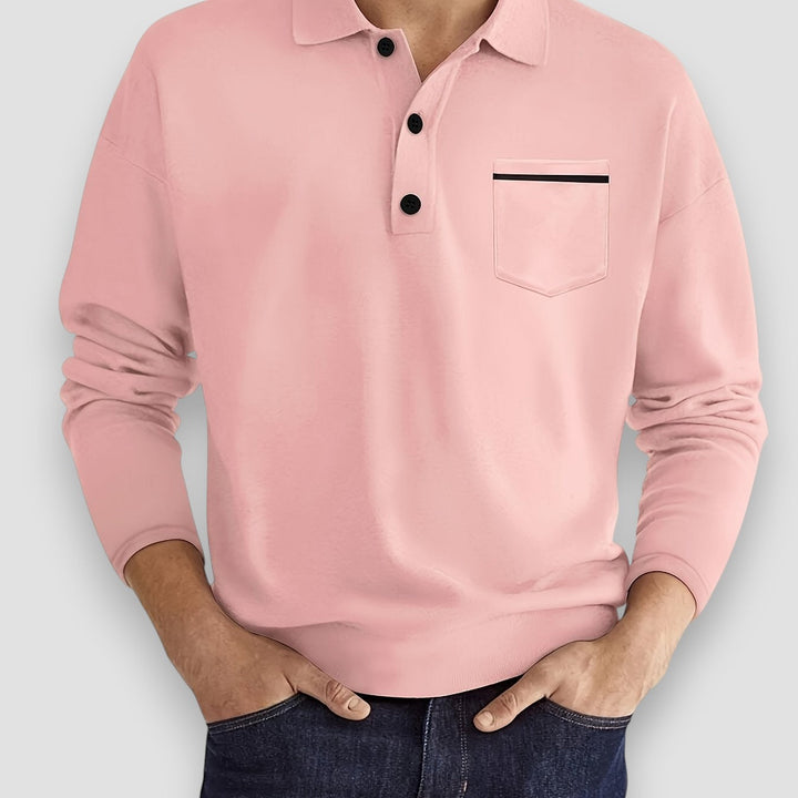 Men's smart casual long sleeve polo, an elegant & versatile piece for modern men's everyday fashion.