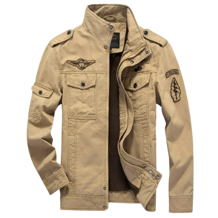 Stylish men's versatile mid-season jacket, featuring a sleek design and practical front pockets for daily wear.