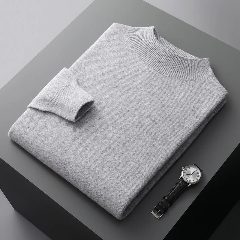 Stay warm & stylish in this men's comfortable mock neck sweater. Long sleeve, great for fall/winter fashion.