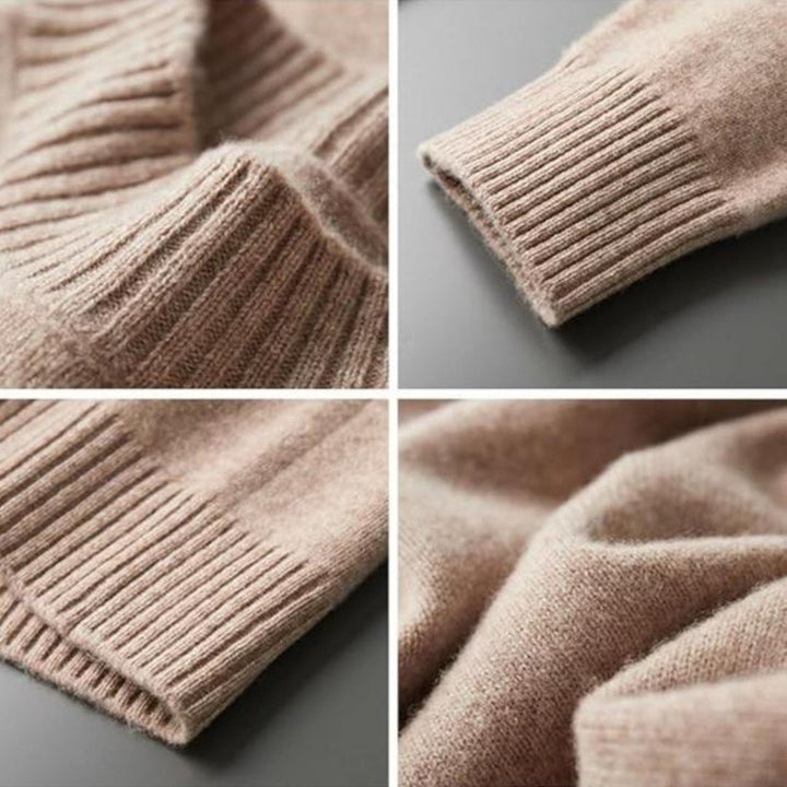Comfortable men's mock neck sweater with textured knit, perfect for winter warmth & style.