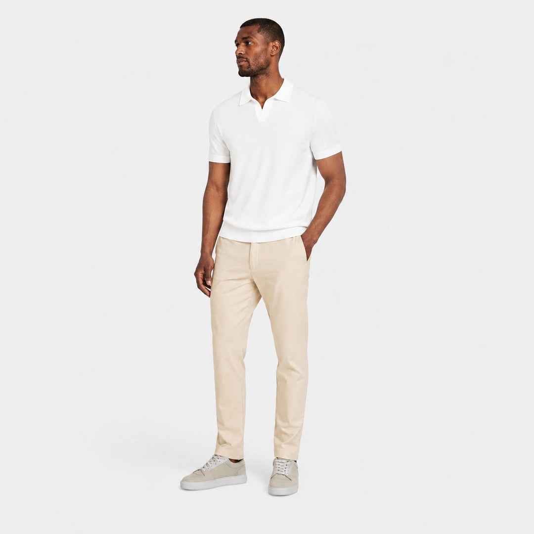Versatile men's short sleeve polo with modern open collar, ideal for workwear & weekend.