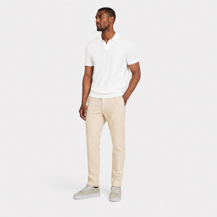 Versatile men's short sleeve polo with modern open collar, ideal for workwear & weekend.