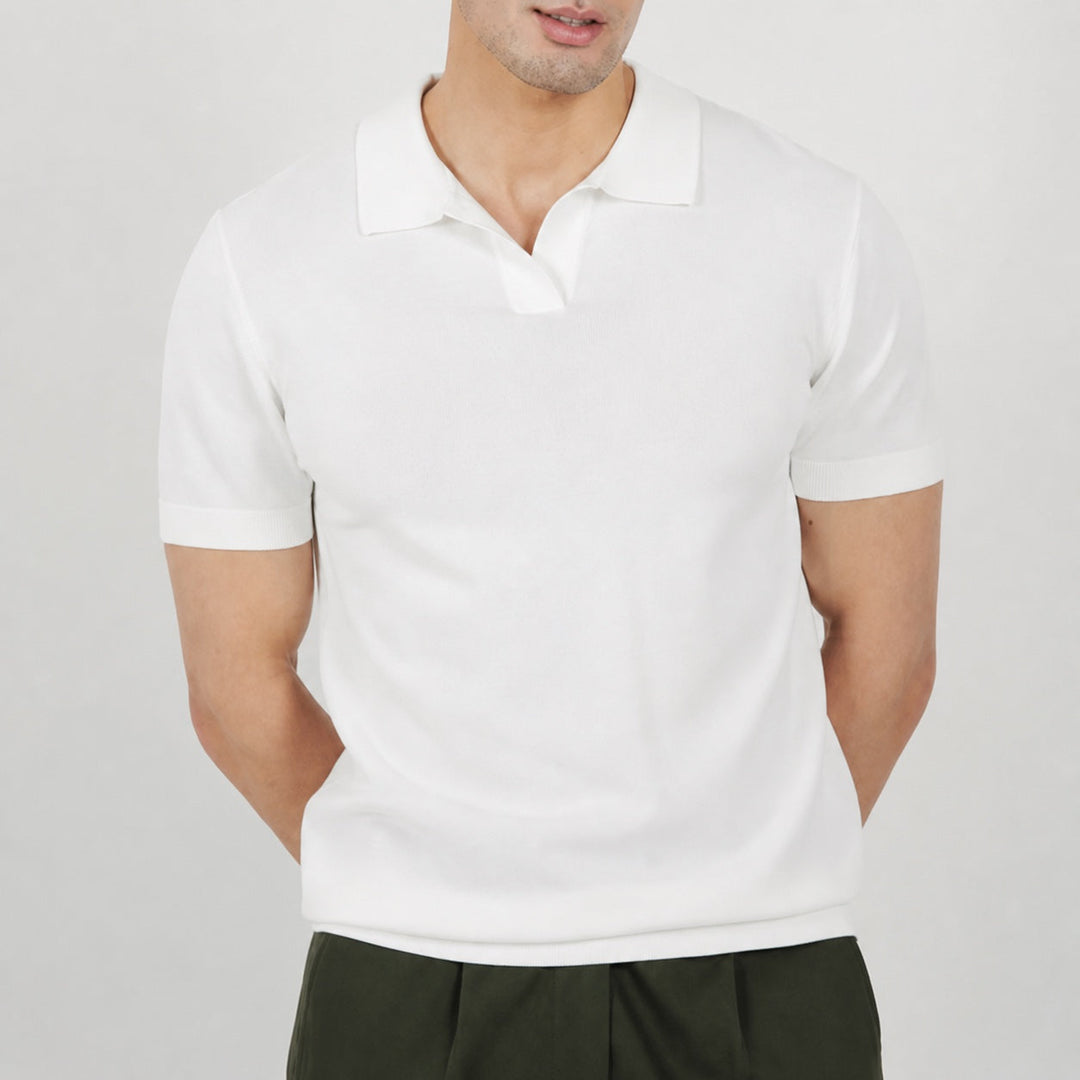 Comfortable men's regular fit open collar polo. Perfect all-season smart casual top.