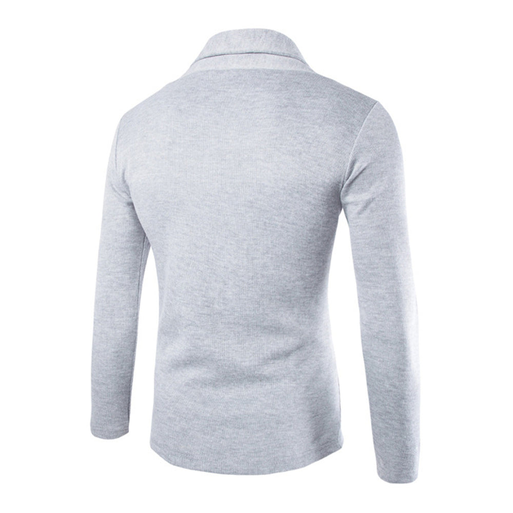 Comfortable men's open front shawl collar cardigan. Long sleeve outerwear, a stylish & versatile layering piece.