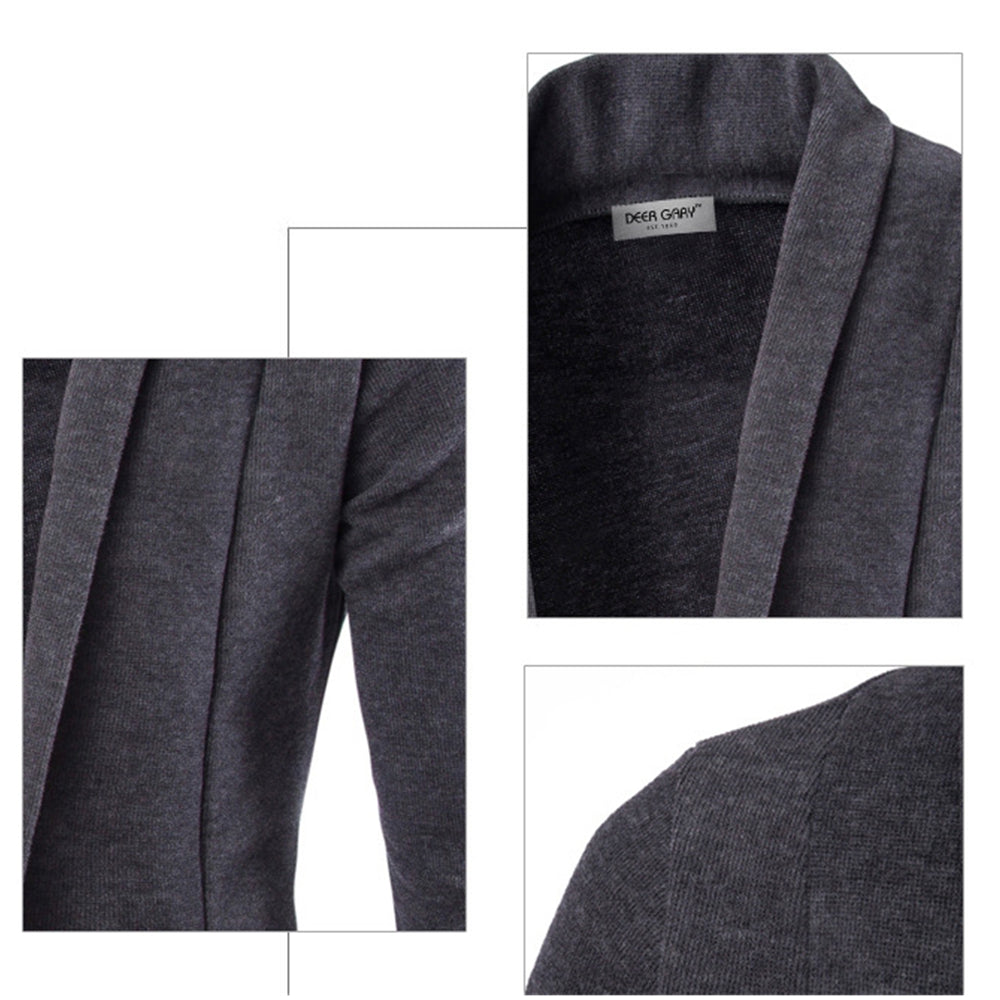 Men's long sleeve open front shawl collar cardigan, a stylish and versatile layering piece for casual men's fashion.