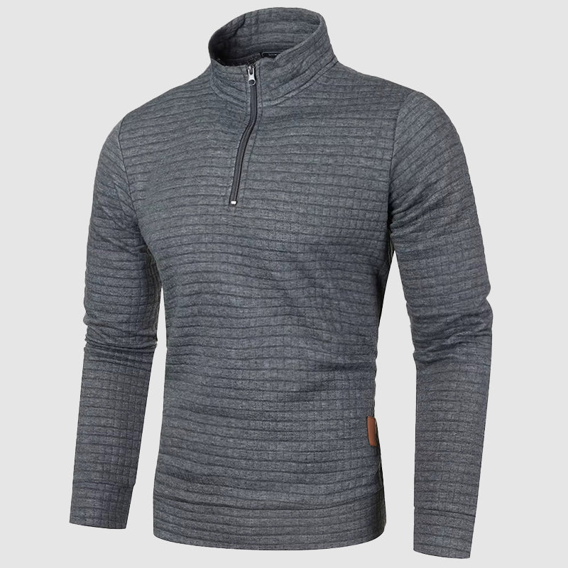 Men's cozy quarter-zip jumper, stylish pullover with a stand collar for ultimate casual comfort & fashion.