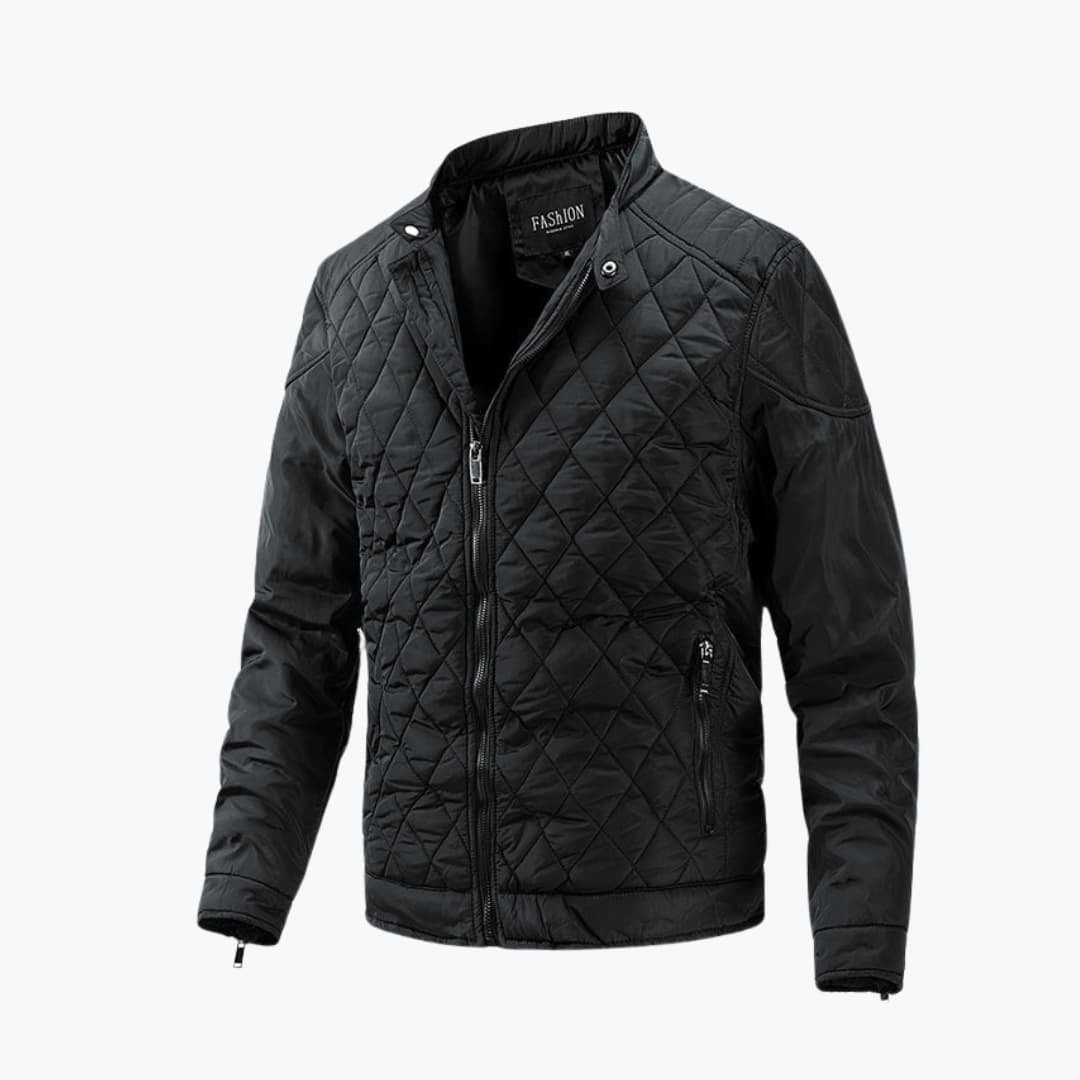 Men's stylish quilted bomber jacket, perfect casual outerwear for fall and winter fashion.