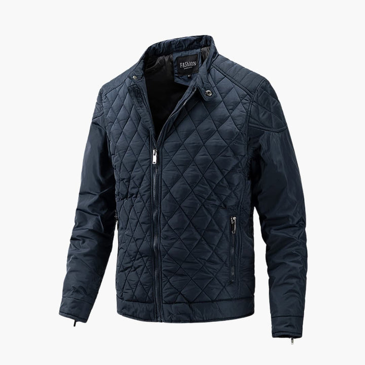 Stylish men's quilted bomber jacket, a comfortable and fashionable choice for fall and winter.