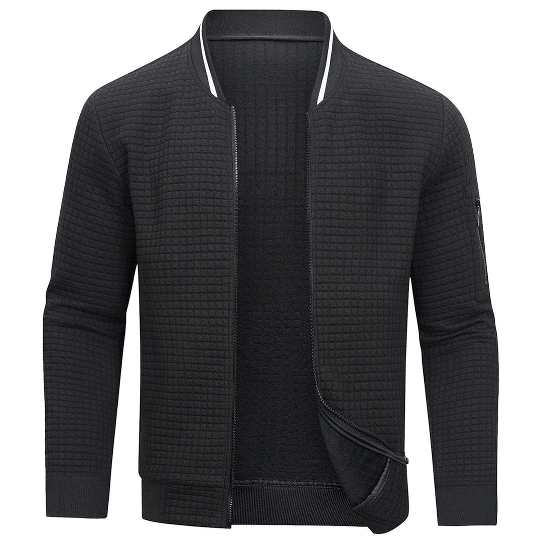 Men's stylish quilted bomber jacket with zip-up design, perfect for casual fall & spring outerwear.
