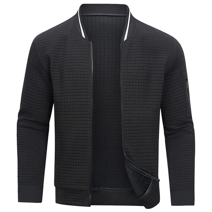 Men's stylish quilted bomber jacket with zip-up design, perfect for casual fall & spring outerwear.