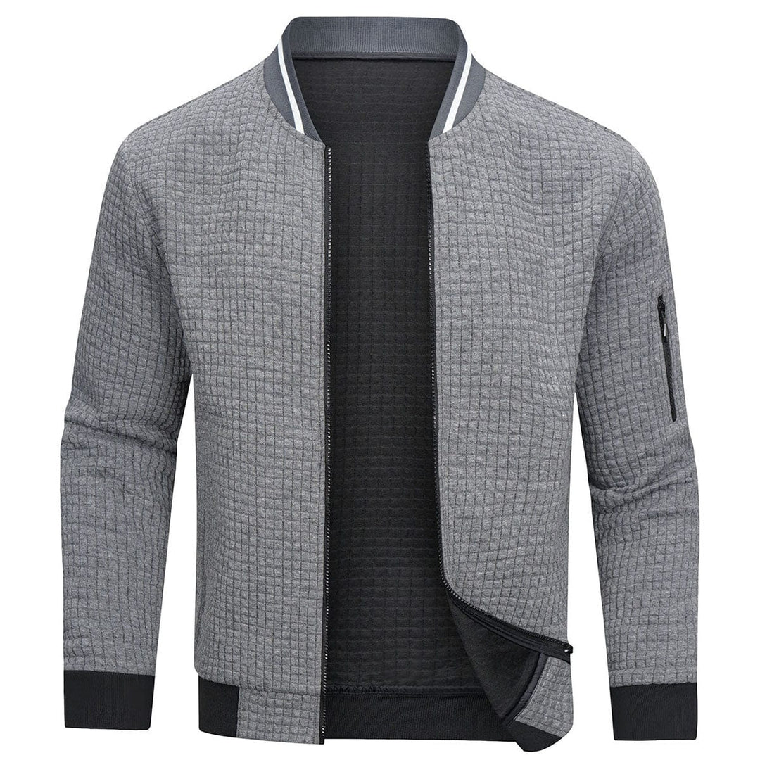 Men's fashion fall/spring jacket, a versatile quilted bomber with a sleek zip-up design.