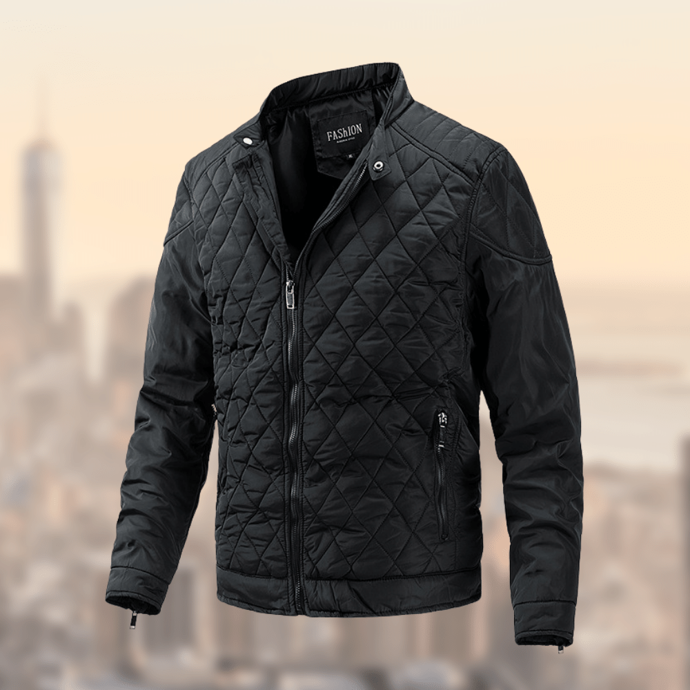 Versatile men's lightweight quilted bomber jacket, comfortable zip-up casual outerwear for all seasons.