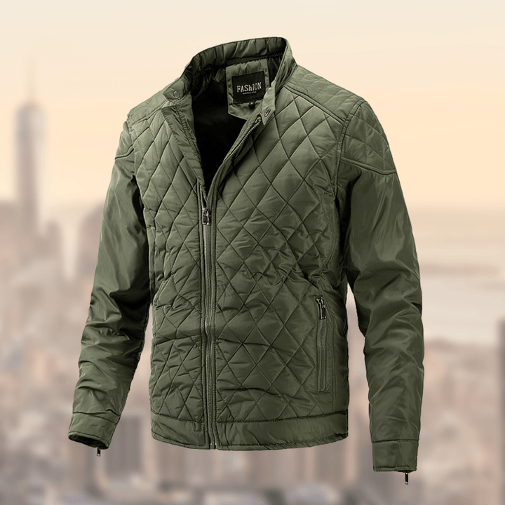 Stylish men's lightweight quilted bomber jacket. Ideal for fall & spring, comfortable casual outerwear.
