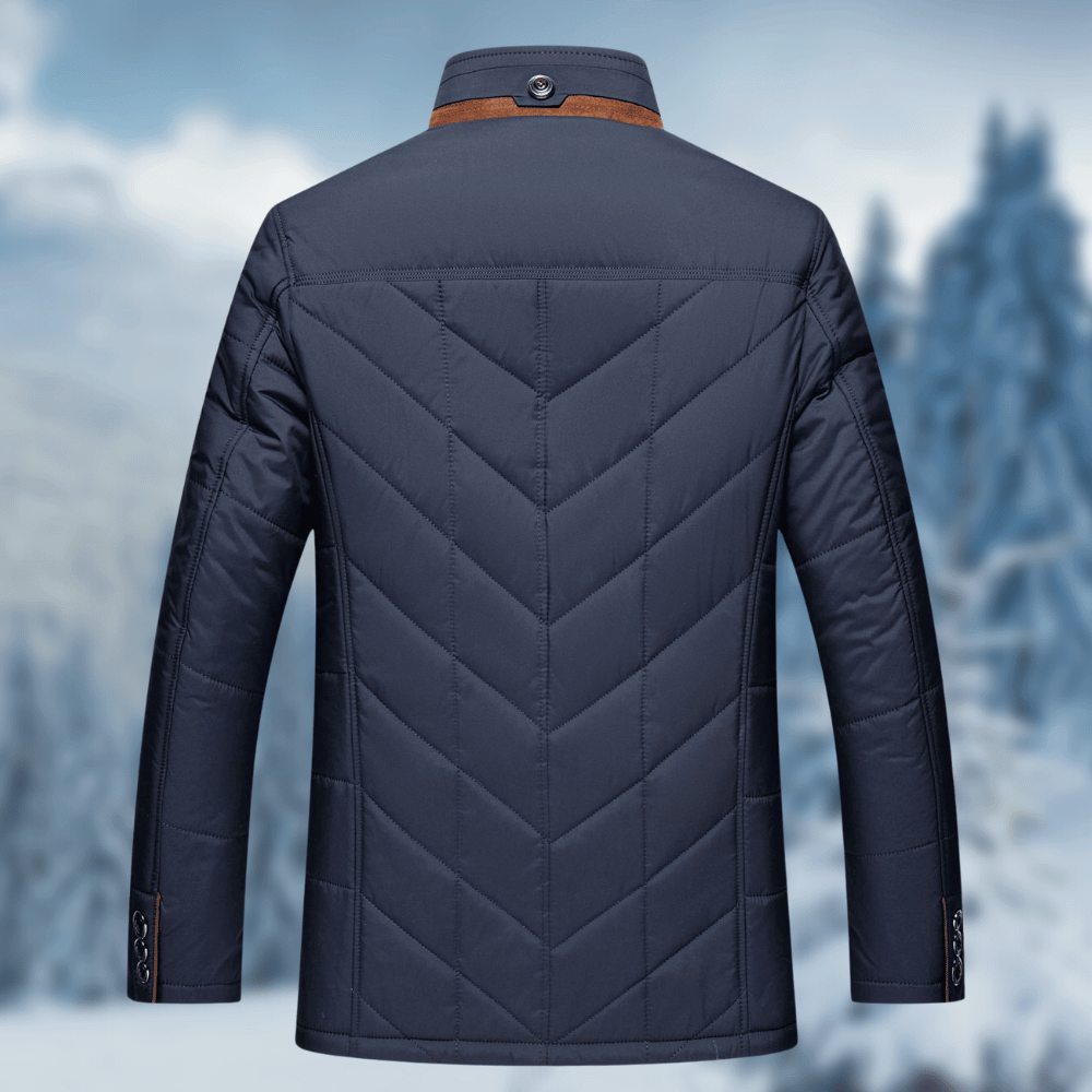Men's fashionable quilted puffer jacket with a soft faux fur collar, ideal for casual winter outfits.