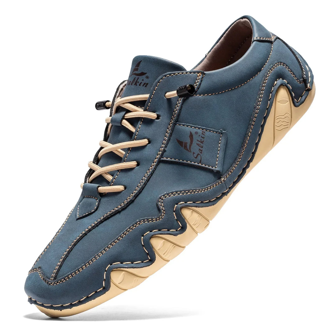 Men's barefoot lace-up walking shoes in retro style, featuring a flexible & comfortable sole.