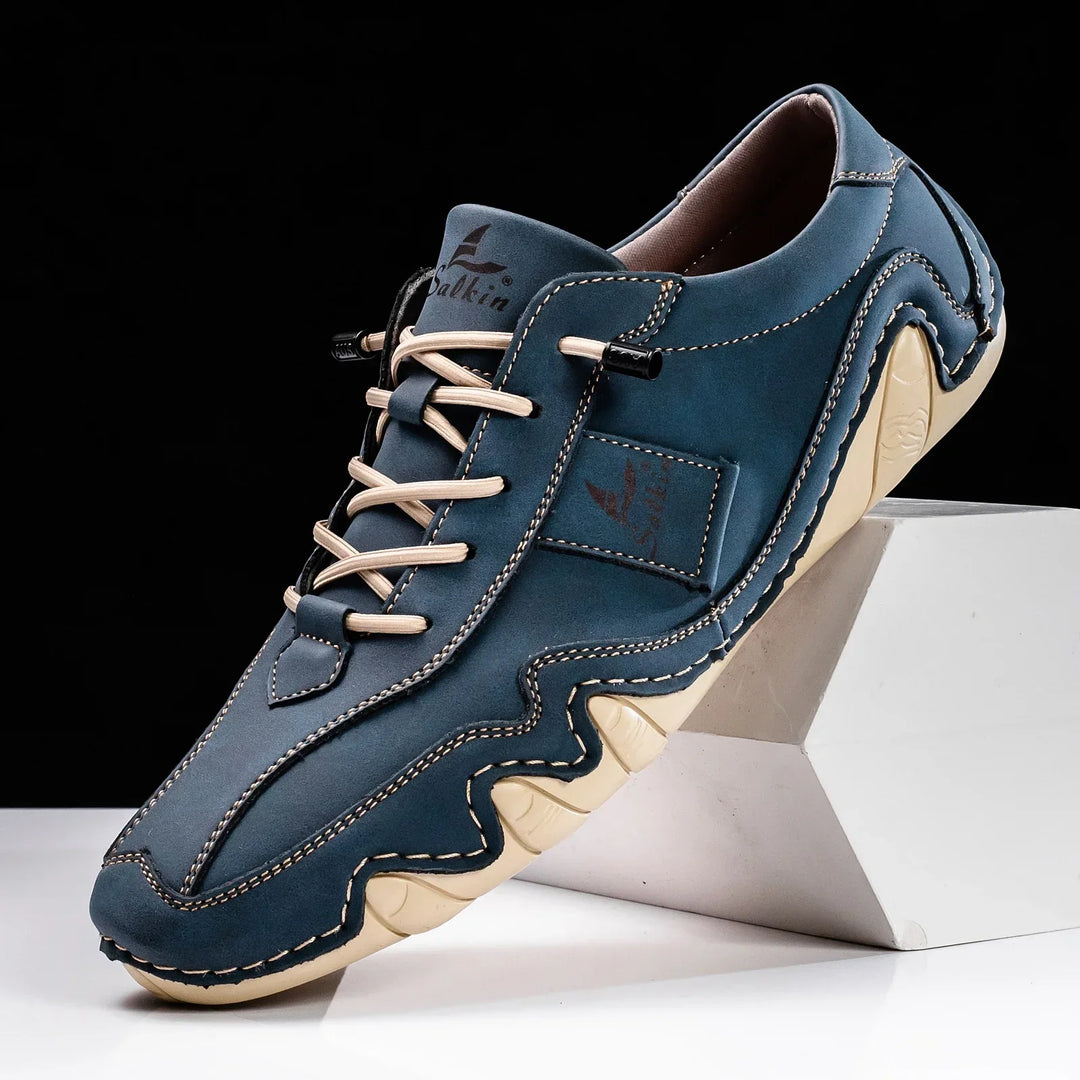 Comfortable men's minimalist barefoot lace-up shoes, perfect for walking & versatile style.