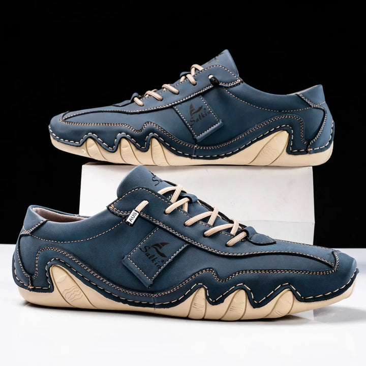 Stylish men's retro lace-up barefoot shoes with a flexible sole for active casual footwear.