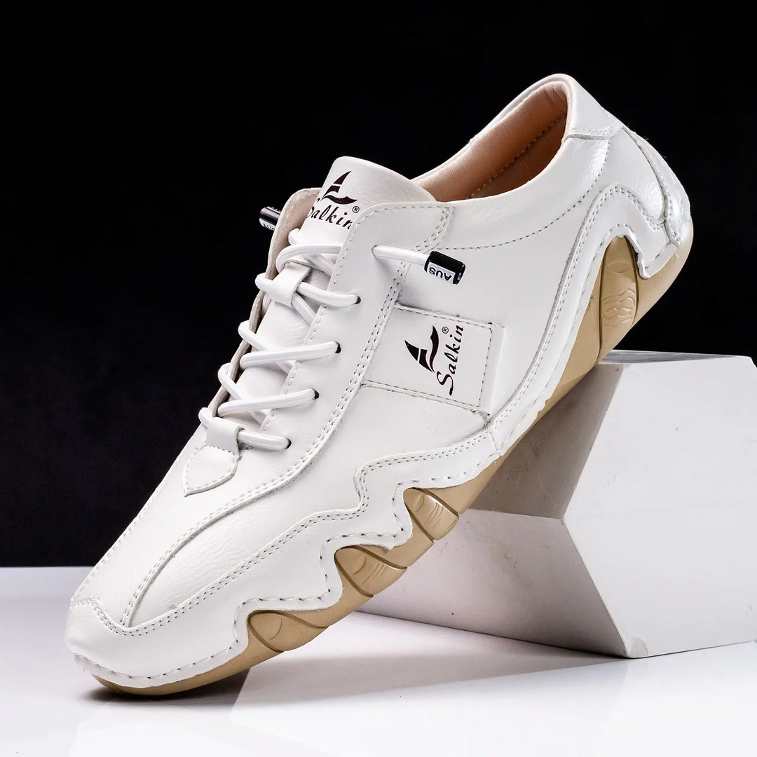 Versatile men's retro barefoot lace-up sneakers, comfortable for everyday wear & walking.