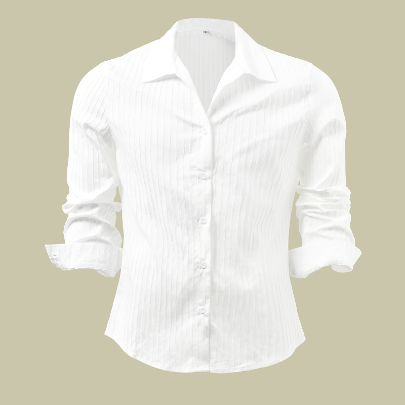 Men's long sleeve shirt with a sophisticated ribbed knit and button closure