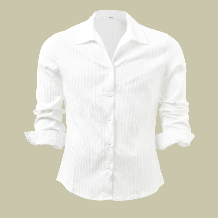 Men's long sleeve shirt with a sophisticated ribbed knit and button closure