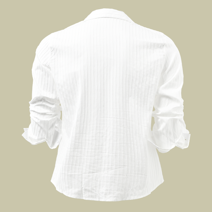Casual yet smart men's top: ribbed long sleeve button-front shirt